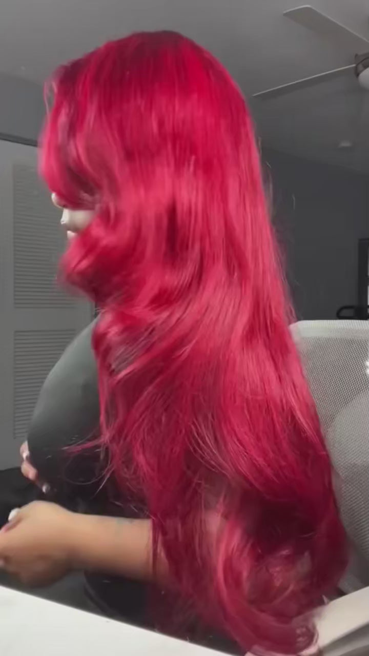 Ariel| 13x4 Crimson Red Natural Wave Wig